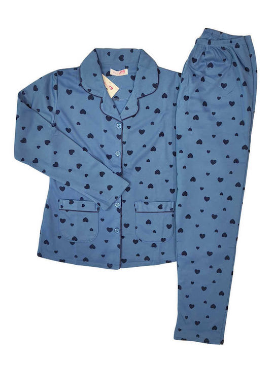 Lovelx Homewear Winter Damen Pyjama-Set Blue
