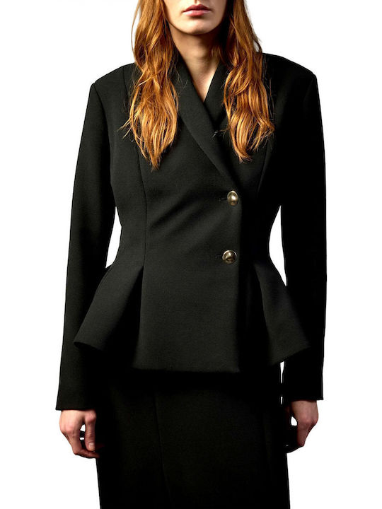 Liviana Conti Damen Krepp Gekreuzt Blazer Black