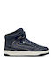 Leather Kids Boots with Velcro Blue