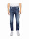 Monaco Pantaloni Jeans pentru Bărbați Cropped Elastic Blue