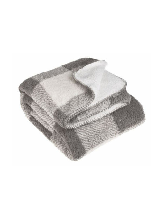 Pătură Sherpa Dublă 200x150 cm Gri Ecru