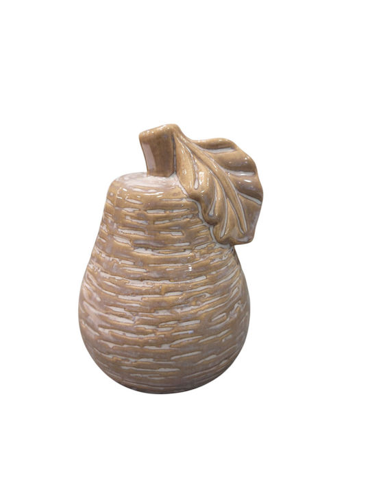Керамична Декоративна Круша Бежова Д:10x9x13см Код:023-225-141