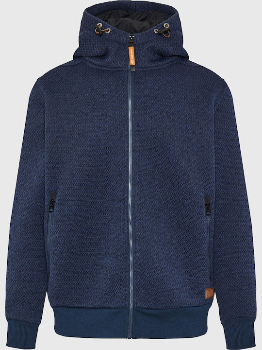 Funky Buddha Ζακέτα με Κουκούλα Navy Μπλε