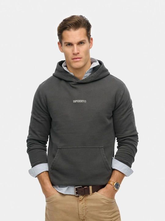 Superdry Micro Logo Φούτερ με Κουκούλα Γκρι