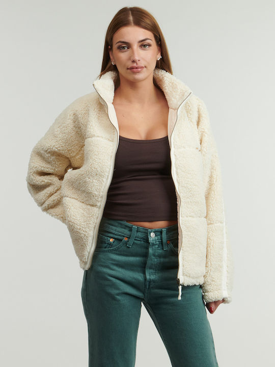 Cardigan Pentru Femei Cu Fermoar Alb