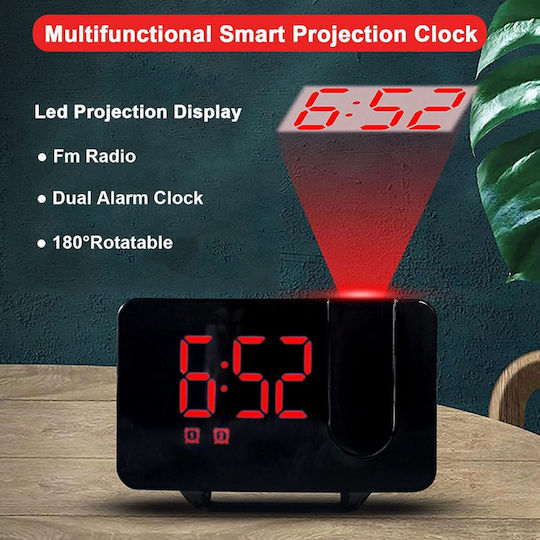 Масов Дигитален Часовник LED с Будилник и Радио Черен t02116889