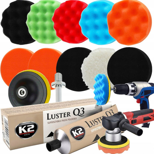 Xxl Set 12 Pieces Sponges Pads + K2 Polishing Paste Paint Polishing