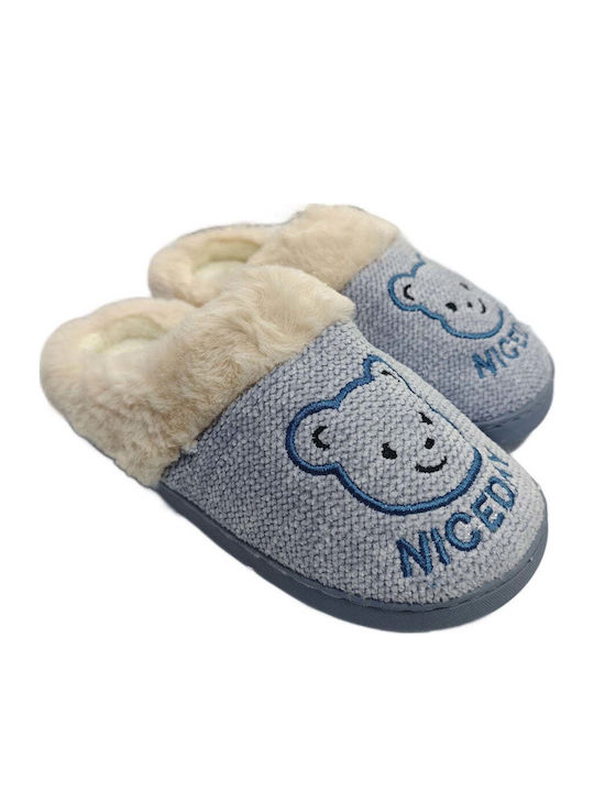 Ustyle Winter Damen Hausschuhe mit Fell Blau