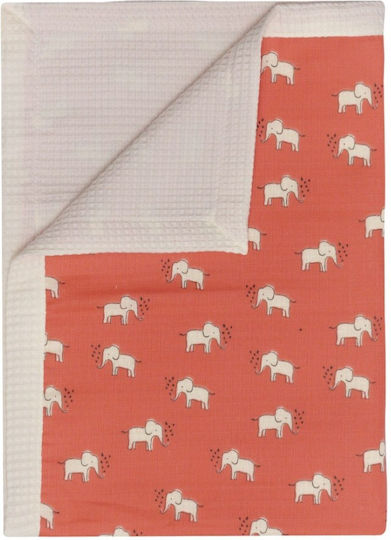 Kentia Blanket Cot Elephants Cotton Orange 100x150cm