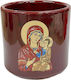 Kerze Tasse Keramik Theotokos Glasiert Burgunder