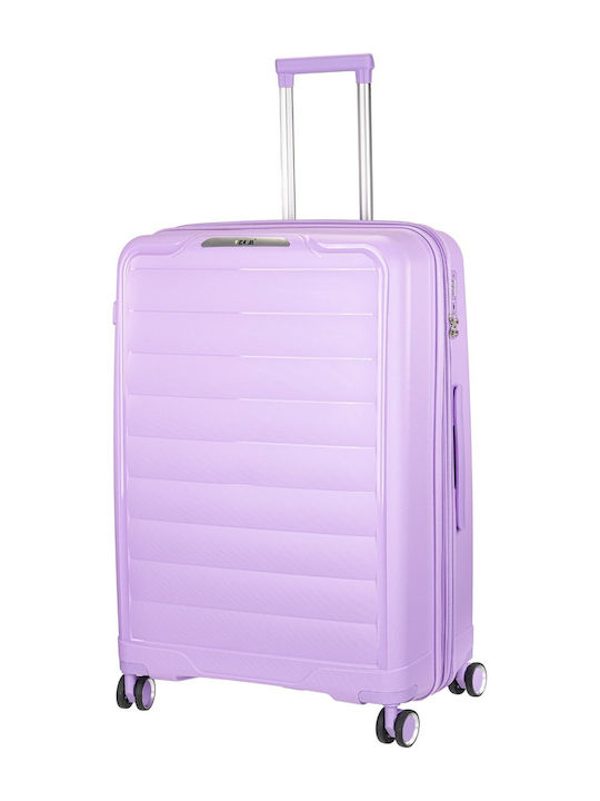RCM Large Hard Purple Suitcase With 4 Wheels Height 76cm