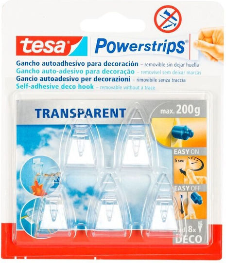 Tesa Powerstrips Deco Haken Transparent 200g 5 Stück 58900