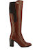 Leder Damenstiefel mit hohem Absatz Tabac Braun