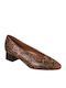 Synthetic Leather Burgundy Low Heels Animal Print