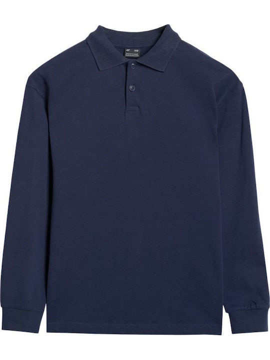 4F Kids' Polo Long Sleeve Navy Blue