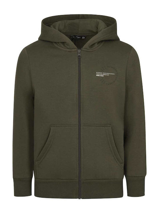 Athletic Kids Cardigan Cotton with Hood Khaki
