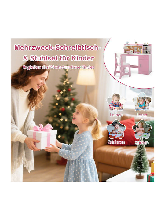 Kinder Schreibtisch aus Melamin Rosa 109,5x48x1...