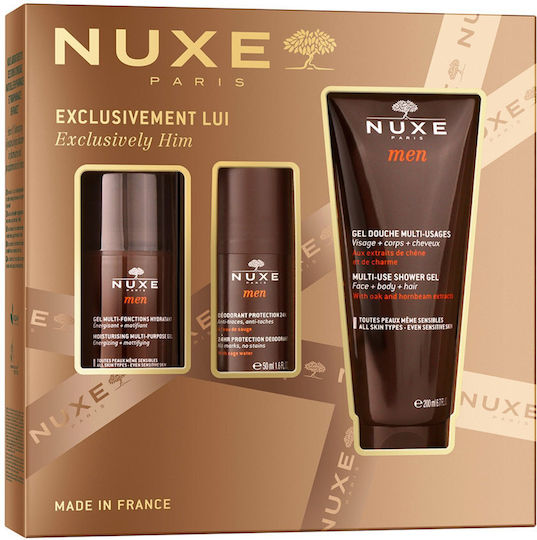 Nuxe Exclusively Him Skin Care Set for Moisturizing, Body Cleaning & Facial Cleaning 3pcs
