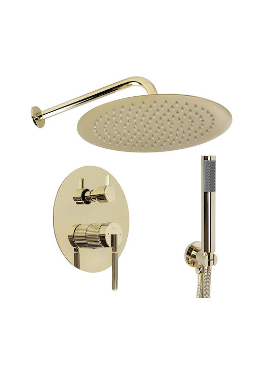 Rea Set Mischer & Duschkopf für Wandmontage für Dusche Gold