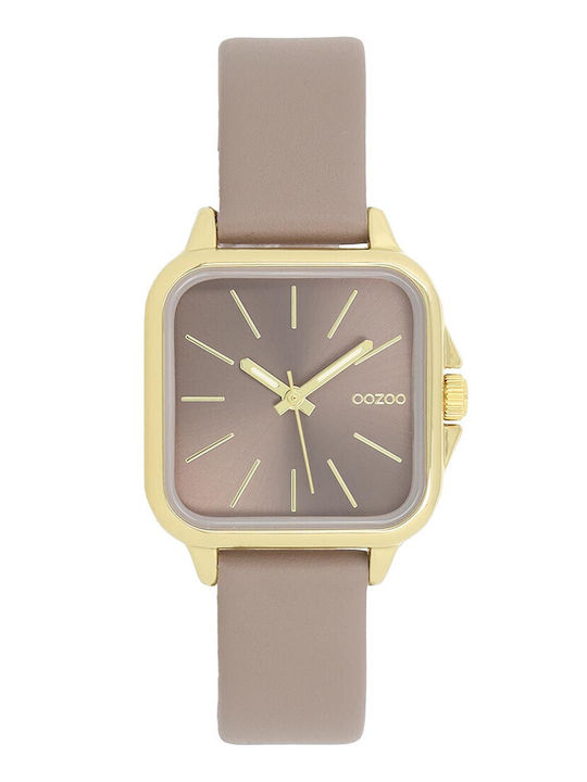 Oozoo Timepieces Γυναικείο Ρολόι 34mm Μπαταρίας με Μπεζ Δερμάτινο Λουράκι