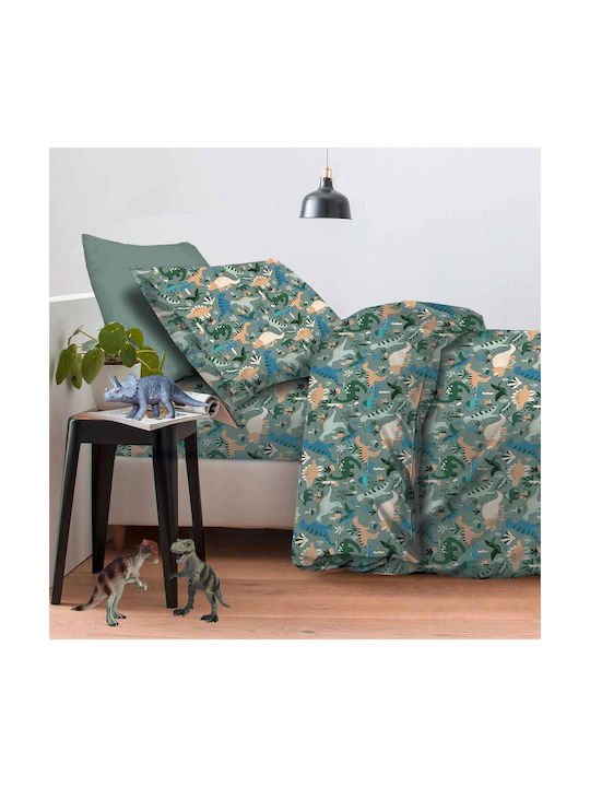 Astron Italy Kids Sheets Set Cotton Dinosaurs G...