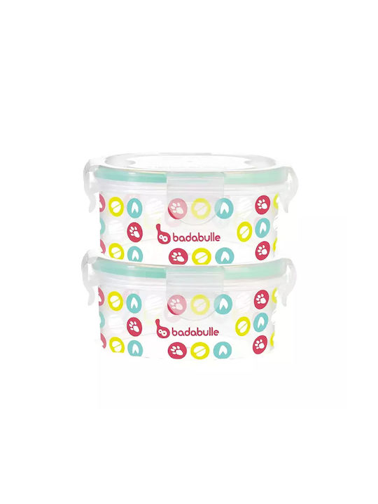 Badabulle Cutie pentru Mâncare Plastic Multicolor Potrivit pentru Cuptor cu Microunde 2buc