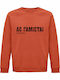 Sweatshirt Unisex Organic " Δε Γαμιεται Greek Funny Quote " Sweet Orange