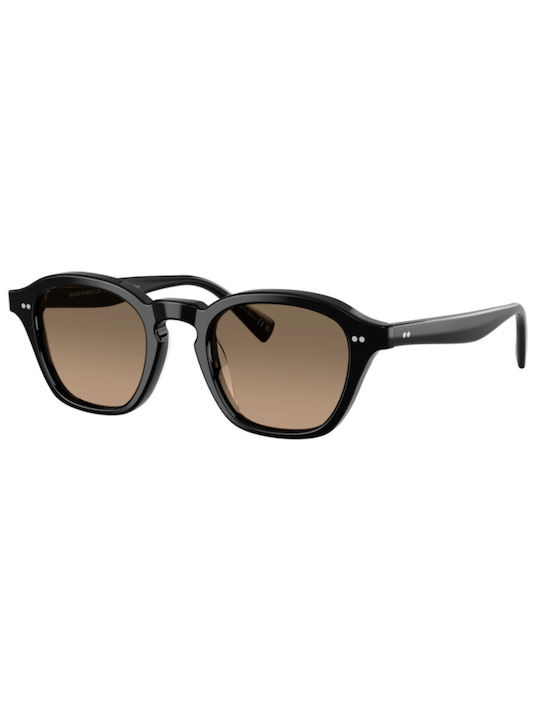 Oliver Peoples Unisex Sunglasses with Black Plastic Frame and Brown Gradient Polarized Lens
