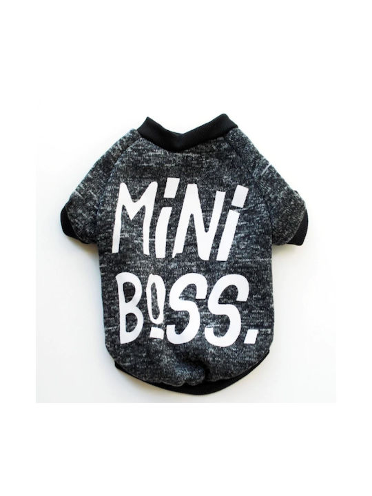 Dog Sweater Gray "mini Boss" 30cm Back Length 30cm