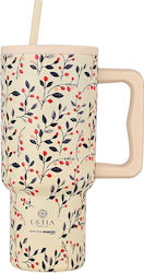 Estia Straw Tumbler XL Save the Aegean 900ml Bloom Beige