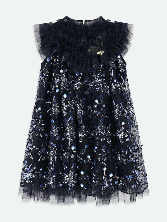 Girls Dress Sleeveless Tulle Navy Blue