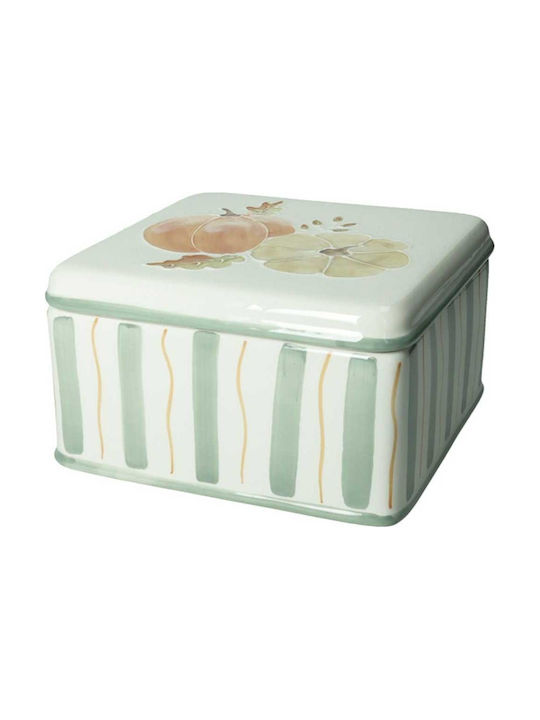 Brandani General Use Box with Lid Made of Beige Porcelain 17.5x17.5cm 1 Piece