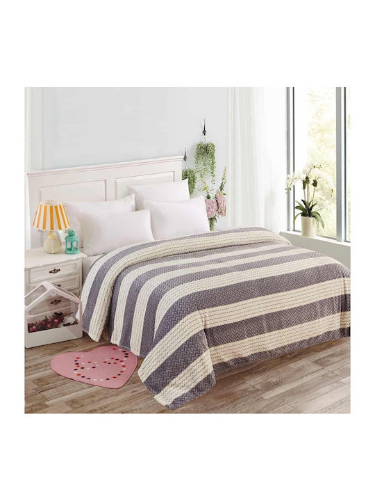 Lucktora Pop Κουβέρτα Fleece Υπέρδιπλη 220x240εκ. Γκρι