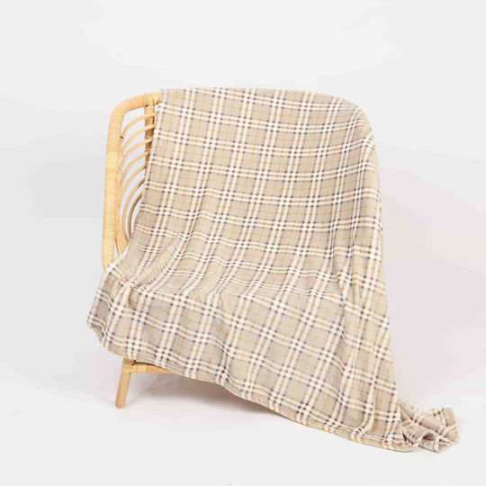 Lucktora Κουβέρτα Fleece Υπέρδιπλη 220x240εκ. Μπεζ