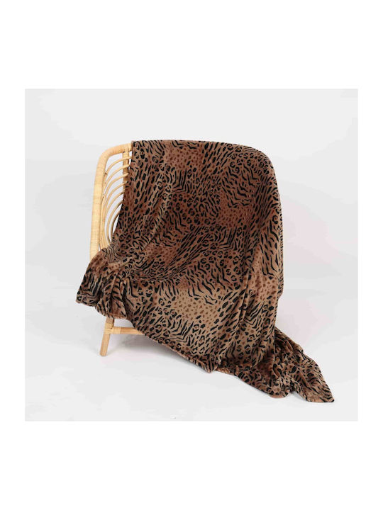 Lucktora Animal Print Blanket Fleece Single 160x220cm Brown