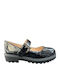 Kids Patent Leather Ballerinas with Adjustable Metal Clasp Black