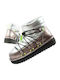 Synthetic Leather Snow Boots with Fur Silver