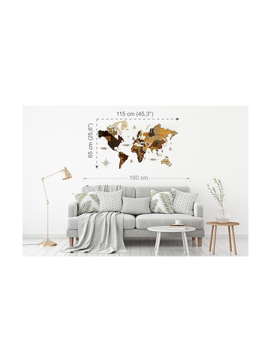 3D Wall Decor Handmade Wooden 115x65cm 45 Pieces