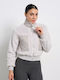 Short Women's Cardigan with Zipper Gray