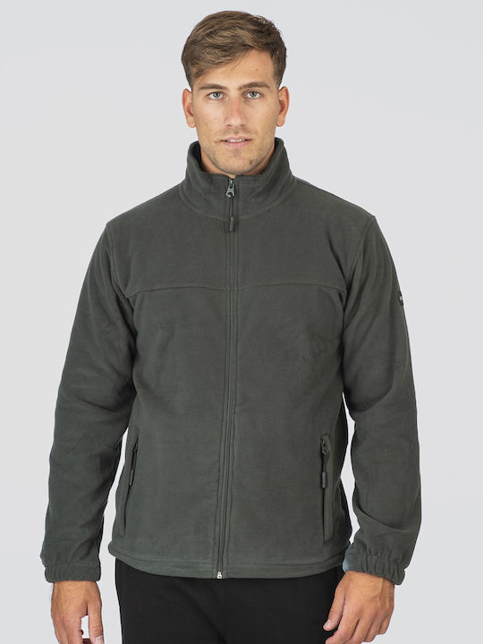 Double Cardigan Fleece pentru Bărbați Green