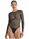 Lace Bodysuit Black Neckline 002520-black 002520-black Black