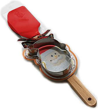 General Trade Set 2 Bucăți Spatule din Silicon 33.5 cm Cu Cutter 10 cm Moș Crăciun