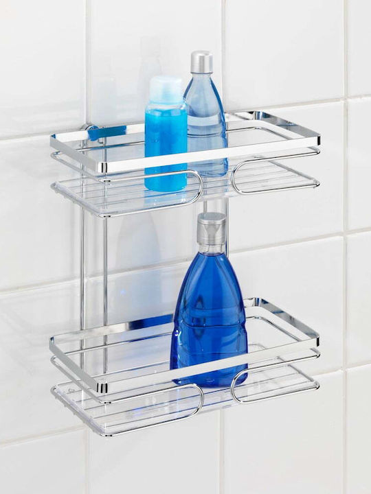 Wenko Premium Wall Mounted Bathroom Shelf Metallic 24x27x13.5cm Silver