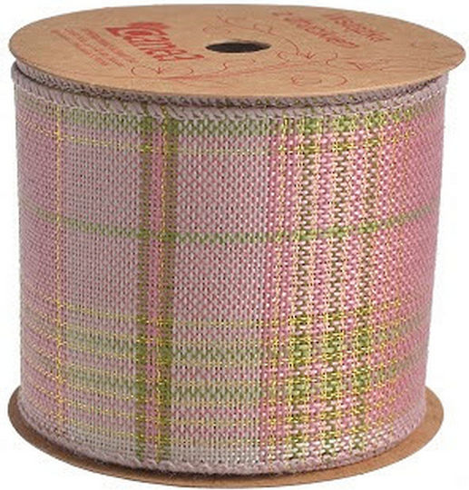 Bänder Draht Rosa-Grün 6,3cm x 5m