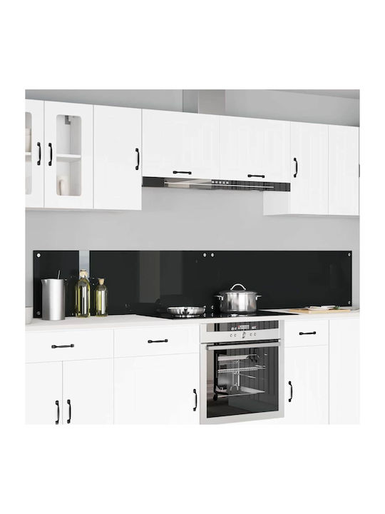 vidaXL Rectangular Glass Back Black 120x40cm 3415497 2 Pieces