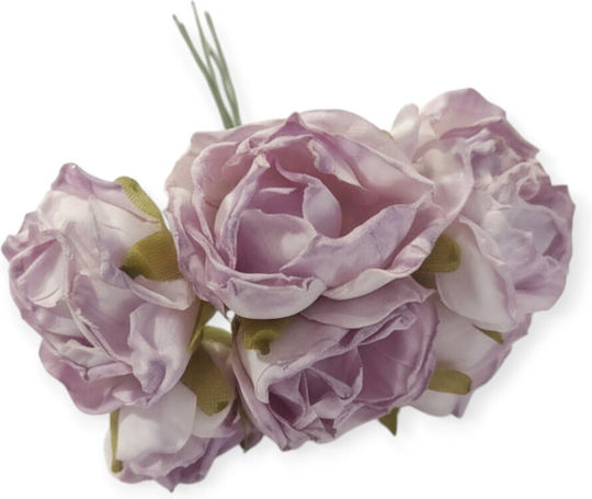 Set Mini Lilac Roses 3cm 6 Pieces