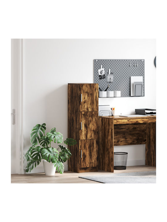 vidaXL Wohnzimmer Vitrine aus Spanplatte Rauch Eiche 31.5x32x124cm
