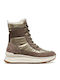D Spherica Leather Women's Ankle Boots Platform Beige