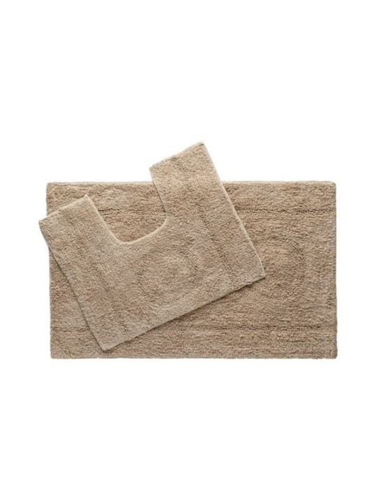 Bath Mats Set Cotton YR17902U6 Taupe 2pcs