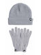 Unisex Set with Beanie Knitted in Gray color